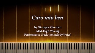 24 Italian Songs  10 Caro mio ben Performance Performance Accompaniment Piano Roll MedHigh [upl. by Zales182]