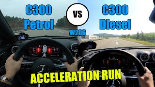 C300 vs C300d W206  100200kmh amp 0100kmh  ACCELERATION  CarPerformance Media [upl. by Mayne733]