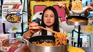 GOOD NEWS WHITE Black Bean Noodles ft SPICIEST KIMCHI In The World l MUKBANG [upl. by Short81]