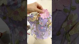 Making a corset floral appliqué midi lavender dress sewing fashion prom wedding hautecouture [upl. by Alexi26]