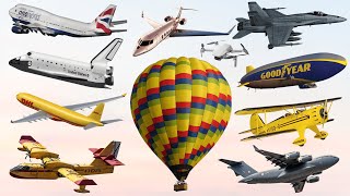 Types of Aircraft 25 Types of Airplanes Types of Air Vehicles Air transport Vehicles for toddlers [upl. by Yaya328]