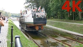 Elblag Canal  Ostpreußen boat lift  Schiff auf Schienen über Land  Poland Rollberge Kanal 4K [upl. by Delamare]