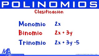 Clasificación de las expresiones algebraicas  Monomio Binomio Trinomio [upl. by Aisac74]