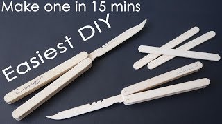 EASIEST way to make popsicle stick butterfly knife  DIY 2018 [upl. by Bravin]