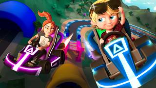 Niko and Mom race at ADLEYS ARCADE Racing Karts Laser Tag and grab a baby duck game new cartoon [upl. by Felicie]