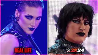 WWE 2K24 vs Real Life Rhea Ripley Entrance Comparison [upl. by Ettelracs]