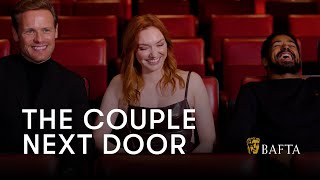 Sam Heughan Eleanor Tomlinson and Alfred Enoch spill the beans on The Couple Next Door  BAFTA [upl. by Alidis16]