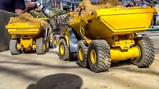 RC 6x6 dump trucks BELL at construction site work RCGlashaus action [upl. by Eirollam]