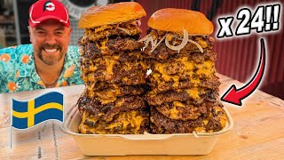 Trying to Eat 24 Swedish Hamburgers to Beat Tasty Bros’ Burger Patty Record Challenge [upl. by Enomar]