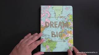 Carnet A5 turcoaz harta Dream big [upl. by Einnaj]