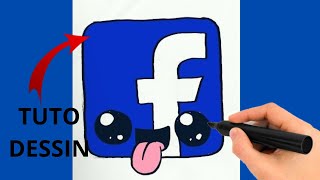 COMMENT dessiner le logo FACEBOOK KAWAI FACILEMENT [upl. by Livingstone]