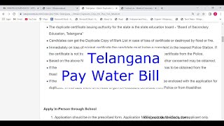 Telangana  Pay Water Bill Tax Online [upl. by Janeczka]