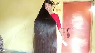 knee length long hair brushing 😊longhair hair hairstyle combine yt viralvideo haircare blog [upl. by Rollecnahc822]