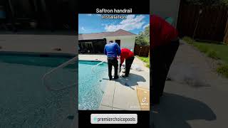 White Saftron handrail installation premierchoicepools [upl. by Peck]