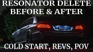 W212 E63 S Resonator Delete Before amp After Cold Start  Revs [upl. by Milzie]