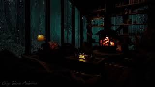 Relaxing Rain to Sleep  Sounds of Rain and Crackling Fire in Cozy Cabin at midnight helps to Sleep [upl. by Blockus]