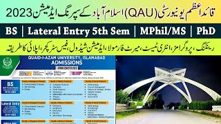 QuaidiAzam University QAU Islamabad Admissions Spring 2023  BS BS 5th Sem MPhilMS amp PhD [upl. by Naji]