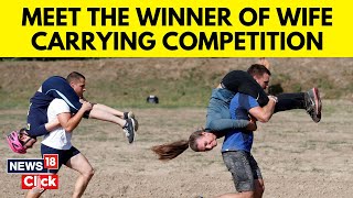 Wife Carrying Competition  Fifteen Couple Participated Through A 260  Metre  Long Course  N18V [upl. by Nonah]