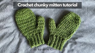 Crochet chunky mitten tutorial I Kenikse Crochet [upl. by Dom]