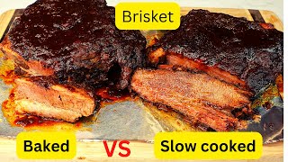 Baked brisket in oven VS slow cooked brisket in crock pot which one is better烤牛胸肉还是慢炖牛胸肉？ [upl. by Hgielhsa]