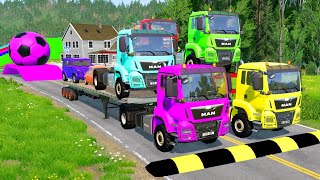 TRANSPORTING PIXAR CARS amp FRUITS WITH COLORED amp JOHN DEERE vs CLAAS vs TRACTORS  BeamNGdrive 983 [upl. by Yelha727]