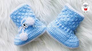 Escarpines de bebe a crochet paso a paso PATRON DE GANCHILLO SUPER FACIL CrochetForBaby [upl. by Ttreve]