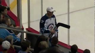 Ilya Bryzgalov Gives Stick to Winnipeg Jets Fan as Apology [upl. by Louise]