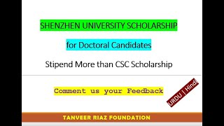 Shenzhen University Doctoral Scholarship 2020  URDU HINDI [upl. by Oravla631]