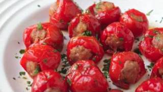 Food Wishes Recipes  Sausage Cherry Pepper Poppers Recipe  Stuffed Cherry Pepper Poppers [upl. by Cotter]