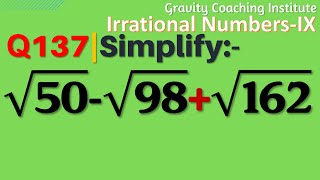 Q137  Simplify √50√98√162  Simplify root 50  root 98  root 162 [upl. by Enayr]