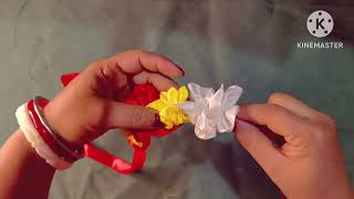 How To Make Ribbon Garland Ribbon Mala  Garland Making  SUJATA DAS [upl. by Aleacin]