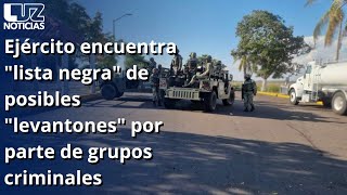 Ejército encuentra quotlista negraquot de posibles quotlevantonesquot por parte de grupos criminales [upl. by Mahalia]