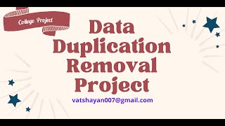 Data Duplication Removal Using Machine learning  DeDuplication Project [upl. by Notsud]