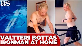 F1 DRIVER VALTTERI BOTTAS breaks the Internet after completing IRONMAN CHALLENGE at HOME [upl. by Schwitzer174]