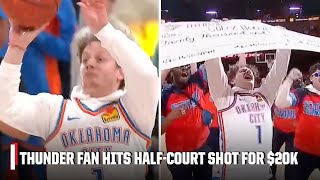 Thunder fan sinks HALFCOURT SHOT for 20K 🔥  NBA on ESPN [upl. by Dupaix388]