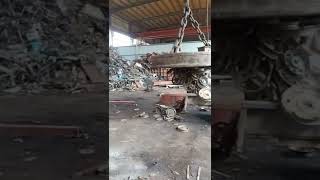 Electro Lifting Magnets  powerful Magnet Crane working Magnetic Crane Lifting Scrap Steel Yard [upl. by Brigette]