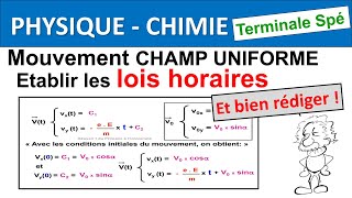 Mouvement dans un champ uniforme établir les équations horaires Terminale spé physique [upl. by Wachtel]