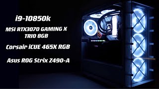 Corsair iCUE 465X RGB White Gaming PC Build  i910850K  MSI RTX3070  Asus Z490A [upl. by Akehsar]