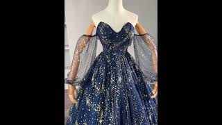 Veaul Latest Sparkly Starry Sky Navy Blue Prom Dresses 2023 [upl. by Marlie]