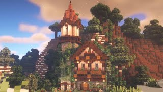 Minecraft  How To Build A Mountain House  Cozy Starter House Tutorial  Cottagecore [upl. by Gievlos510]