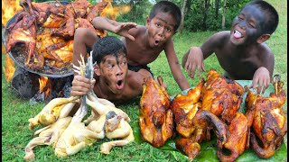 Primitive technology  Cooking chicken for food eat delicious [upl. by Nyhagen353]