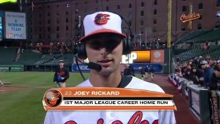 Rookie Joey Rickard speaks about first career homer [upl. by Martens]