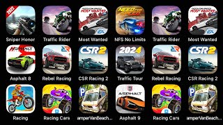 Sniper Honor Traffic Rider Most Wanted NFS No Limits Asphalt 8 Rebel Racing CSR Racing 2 [upl. by Nee]