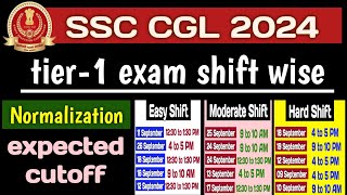 SSC CGL tier1 exam shift wise  expected cutoff with normalization  SSC CGL 2024 [upl. by Aerdnaxela]