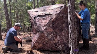 Ameristep Silent Brick House Ground Blind Setup [upl. by Osnerol981]