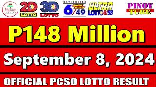 Lotto Result Today 9pm September 8 2024 658 649 Swertres Ez2 PCSO [upl. by Aicerg]