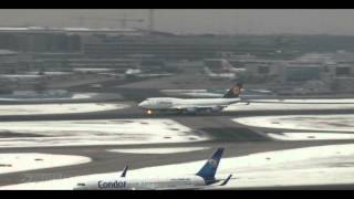 Frankfurt  Los Angeles Boeing 747 Cockpit View TakeOff HD [upl. by Ahtnahc]