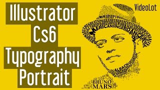 Adobe Illustrator Cs6  Typography Portrait  Bruno Mars [upl. by Stander]