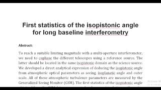 First statistics of the isopistonic angle for long baseline interferometry [upl. by Llezniuq702]