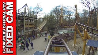 Dragon Fly Duinrell  Roller Coaster Back View POV On Ride Gerstlauer Theme Park Netherlands [upl. by Gnah45]